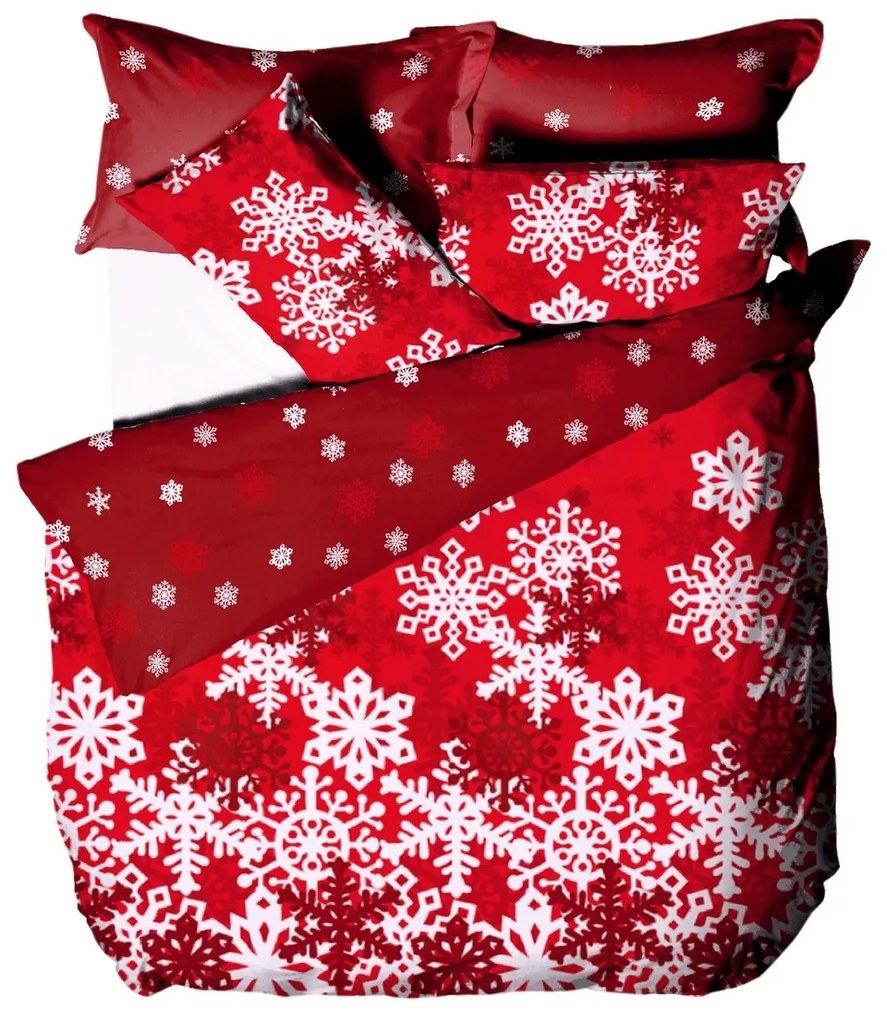 B.E.S. Petrovice Flanel ágynemű Vörös téli mese,140 x 200 cm, 70 x 90 cm