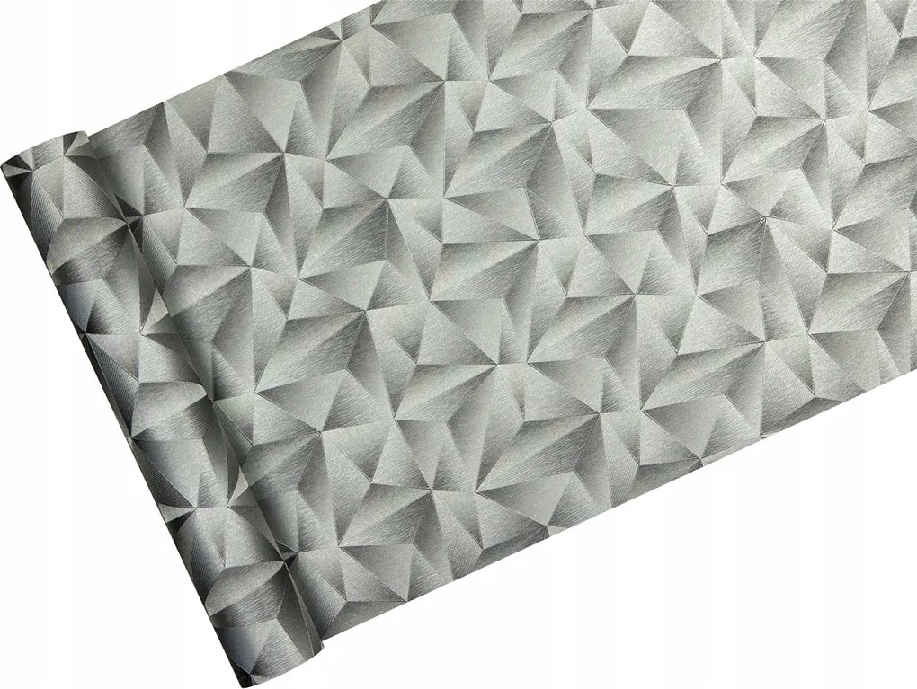 Tapéta Csillogó Ezüst háromszögek 3d hatással