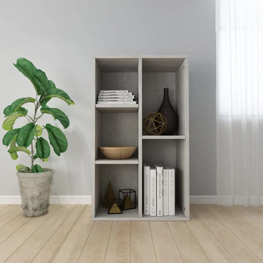 betonszürke szerelt fa könyv-/tálalószekrény 50 x 25 x 80 cm