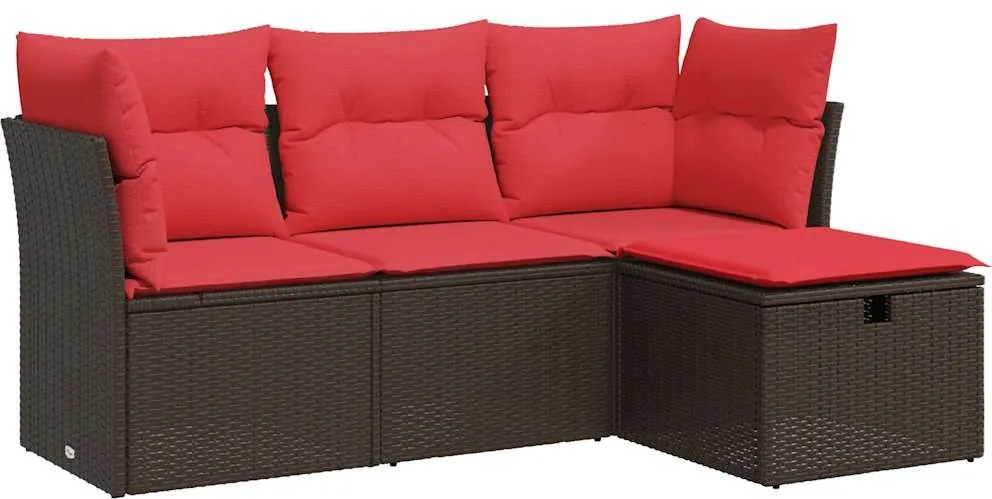 vidaXL 4 részes barna polyrattan kerti ülőgarnitúra párnákkal