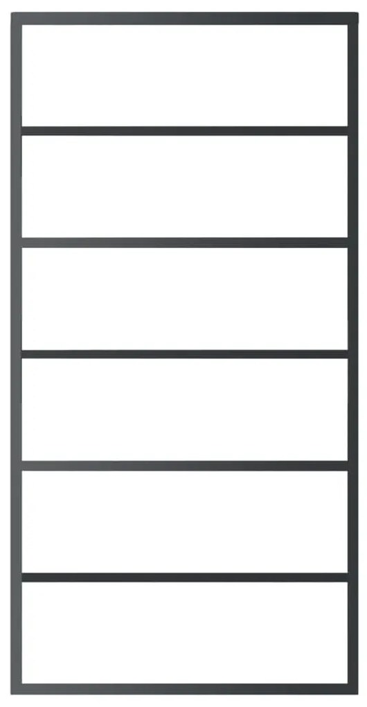 ESG üveg és alumínium tolóajtó fémszerelvény-szettel 102x205 cm