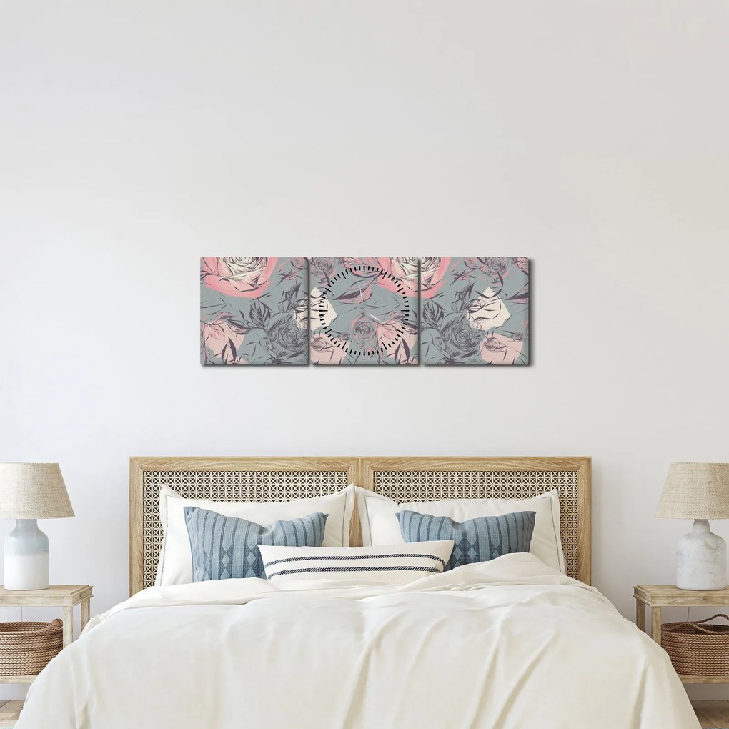 Kép - Rózsák (órával) (90x30 cm)