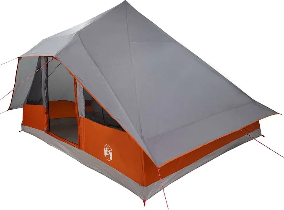 vidaXL Tipi sátor tetővel Szürke és narancs 364 x 281 x 257 cm taft