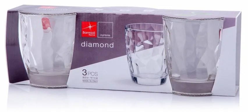Bormioli Rocco 3 db-os Diamond pohár szett , 300 ml, 300 ml