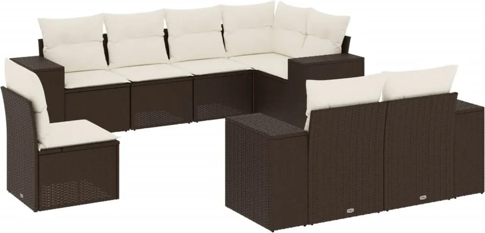 vidaXL 8 részes barna polyrattan kerti ülőgarnitúra párnákkal