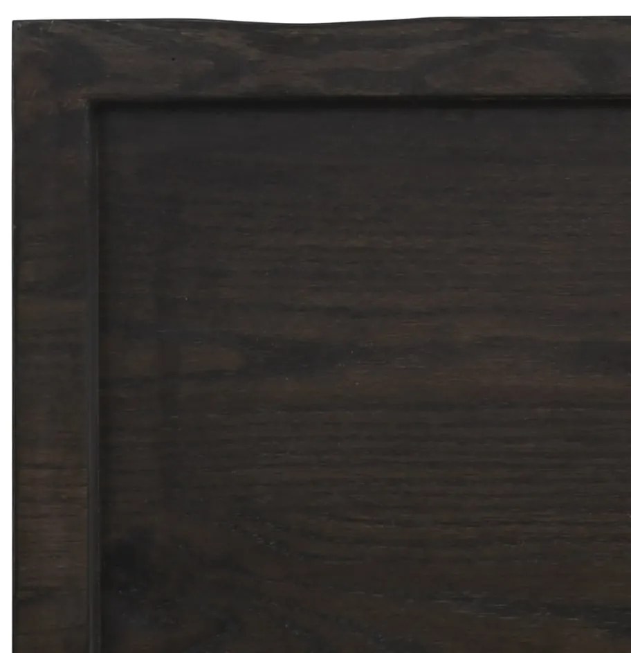 sötétbarna kezelt tömör tölgyfa fali polc 100x40x(2-4) cm