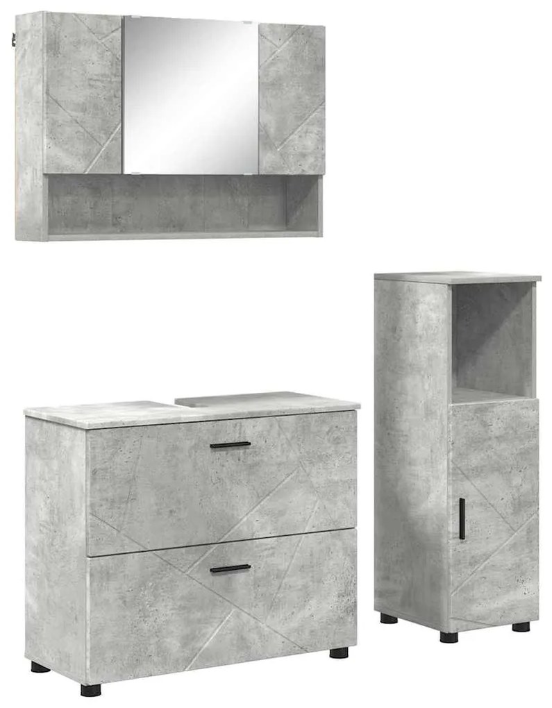 Fürdőszoba bútor szett 3 pcs Beton szürke 76.5 x 35 x 64 cm