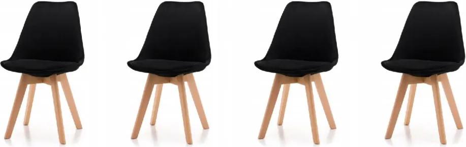 Skandináv stílusú bársony szék készlet BLACK GLAMOR 3+1 INGYEN!