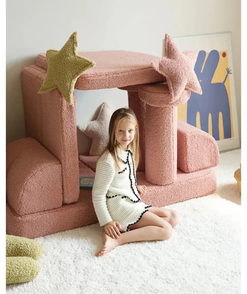 Rózsaszín buklé párna gyerek kanapéhoz Star – Wigiwama