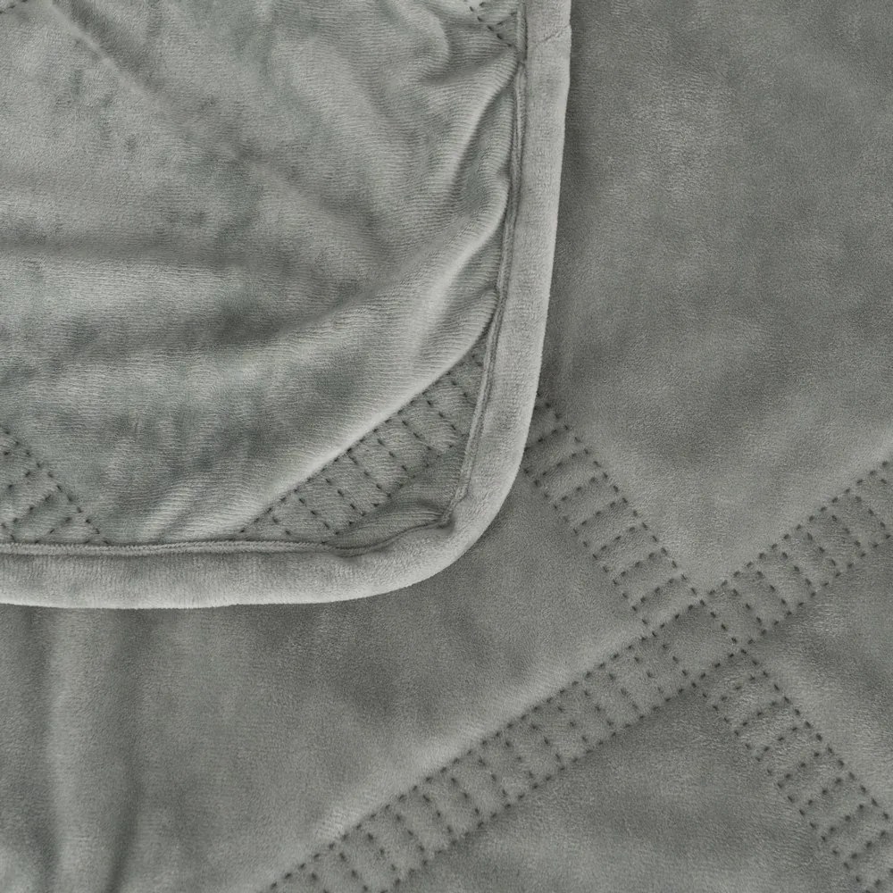 Szürkészöld bársony steppelt ágytakaró 230x260 cm – Ixia