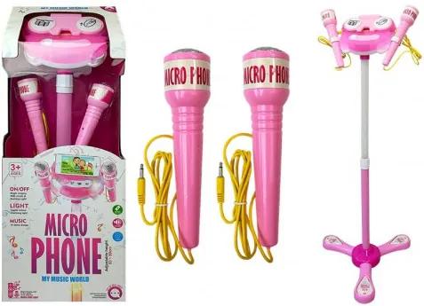 Inlea4Fun Karaoke állvány mikrofonnal - rózsaszín