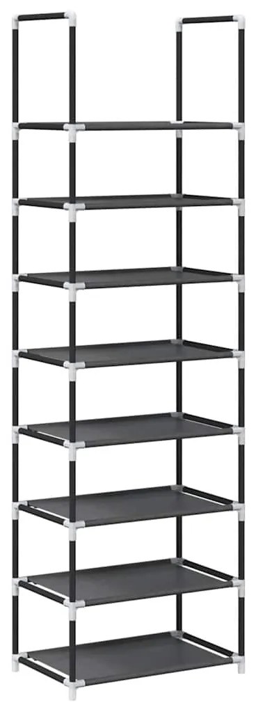 fekete nem szőtt szövetből cipőállvány 8 szintes 44x28x145 cm