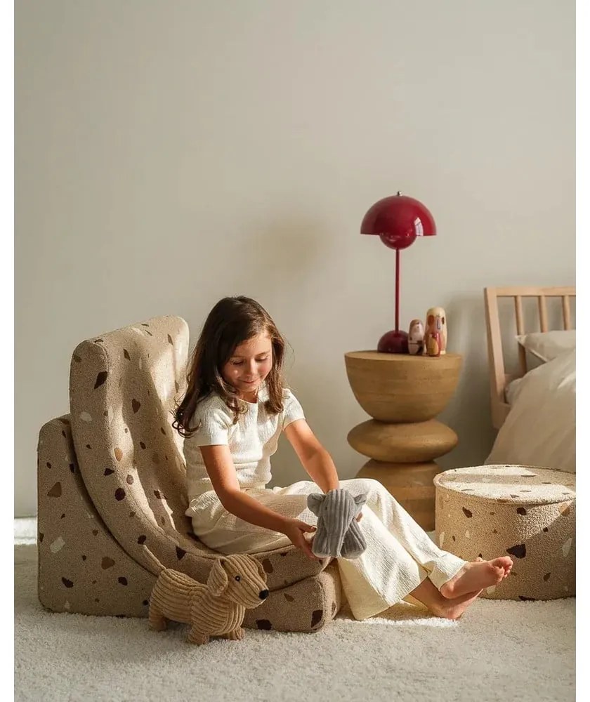 Világosbarna buklé-zsenília gyerek fotel Terrazzo Moon – Wigiwama