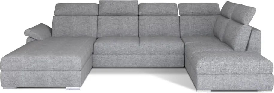 Világosszürke kinyitható sarokkanapé (jobb oldali-U alakú) Evanell – ELTAP