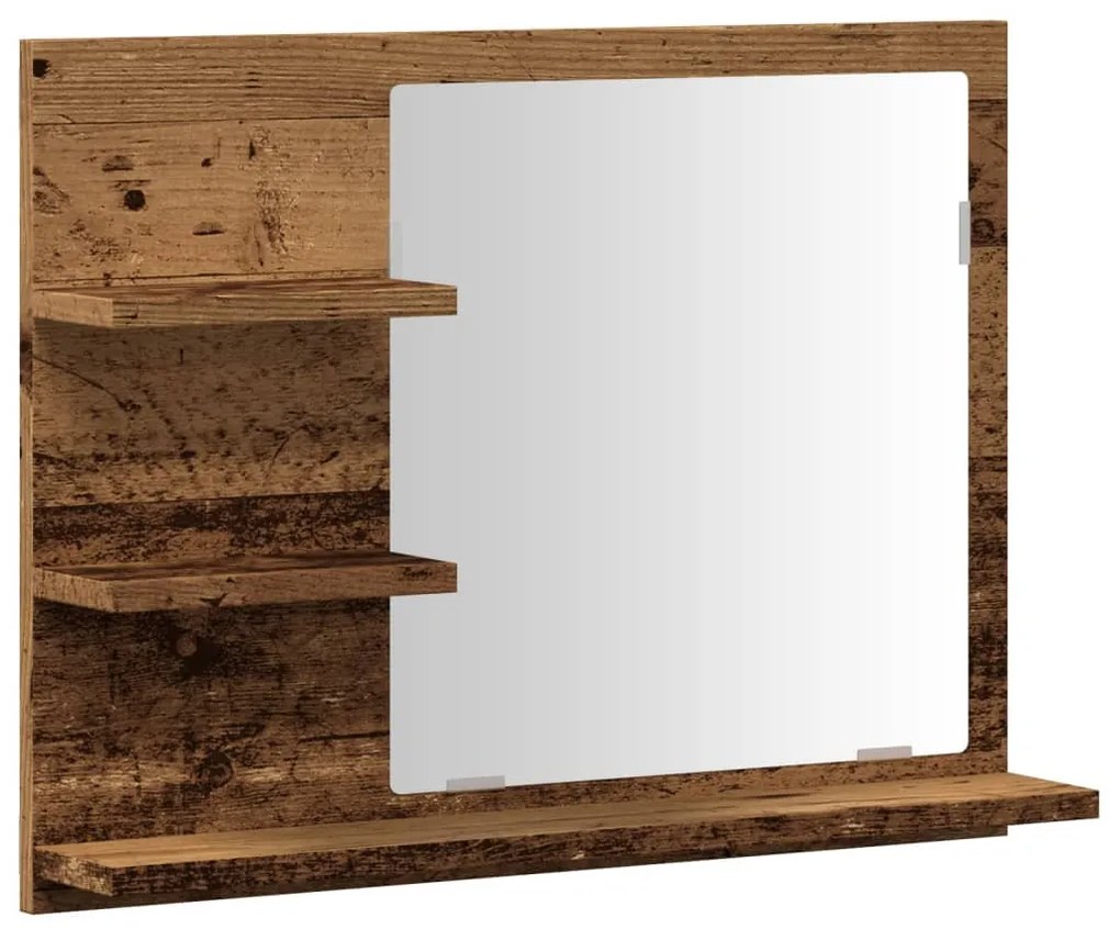 antik fa színű tükrös fürdőszobaszekrény 60 x 10,5 x 45 cm