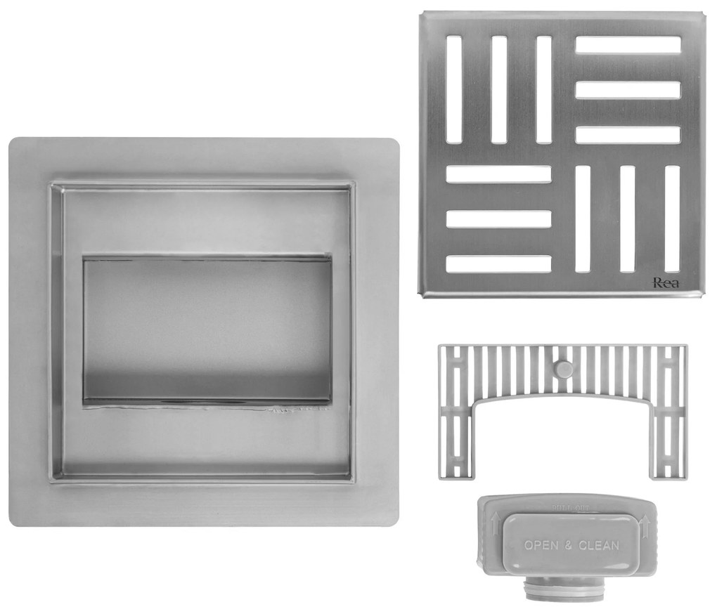 Zuhanylefolyó REA CROSS 150x150 Nickel Brush