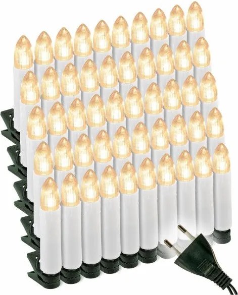 LED karácsonyfa gyertyák 50 LED meleg fehér