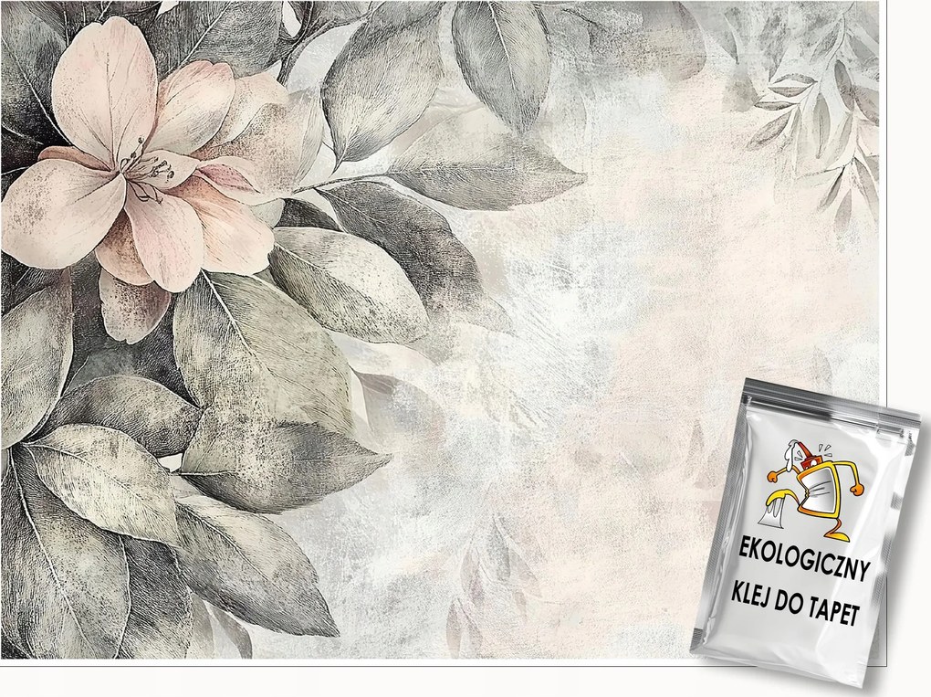 Fotótapéta Levelek Vintage Virágok Beton Hálószoba Nappali Tapéta 150x105