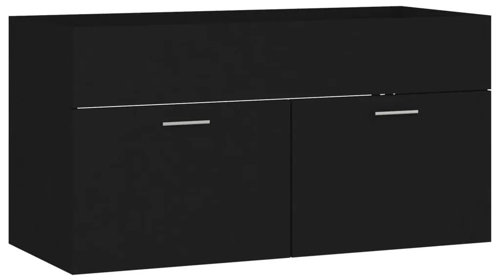 Fekete szerelt fa mosdószekrény 90 x 38,5 x 46 cm