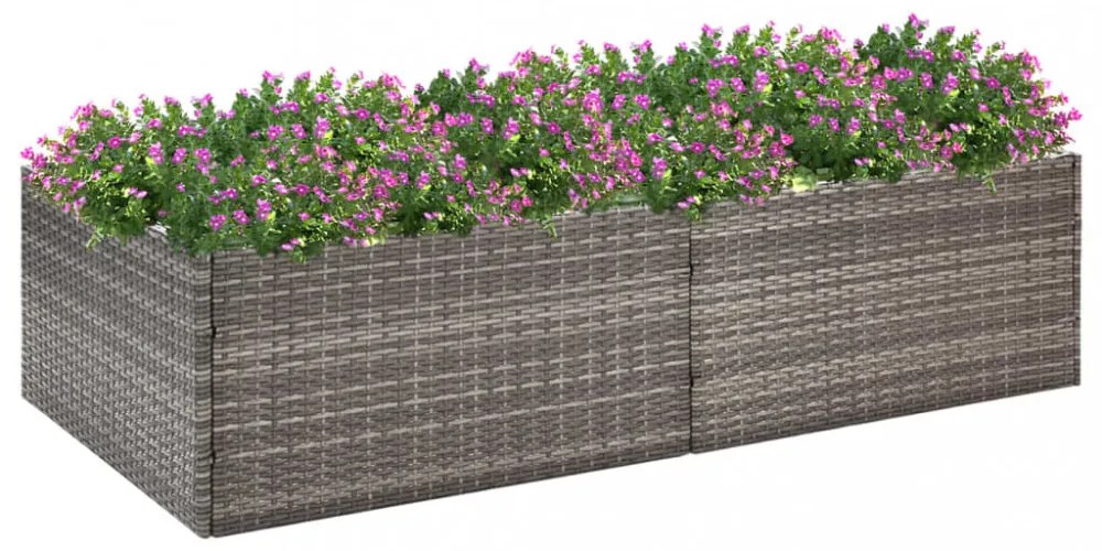 szürke polyrattan kerti ültetőláda 157 x 80 x 40 cm