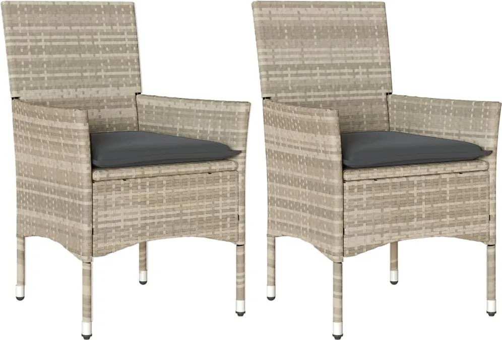 vidaXL 2 db világosszürke polyrattan kerti szék párnával