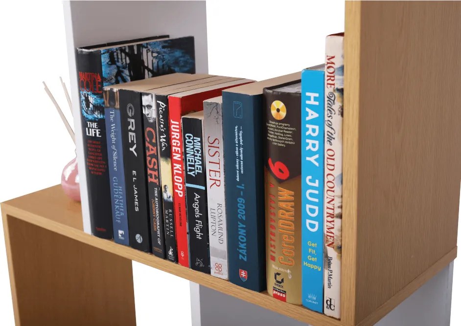 Könyvespolc, tűnyalábos fenyő/fehér, ERDEM NEW TYP 3