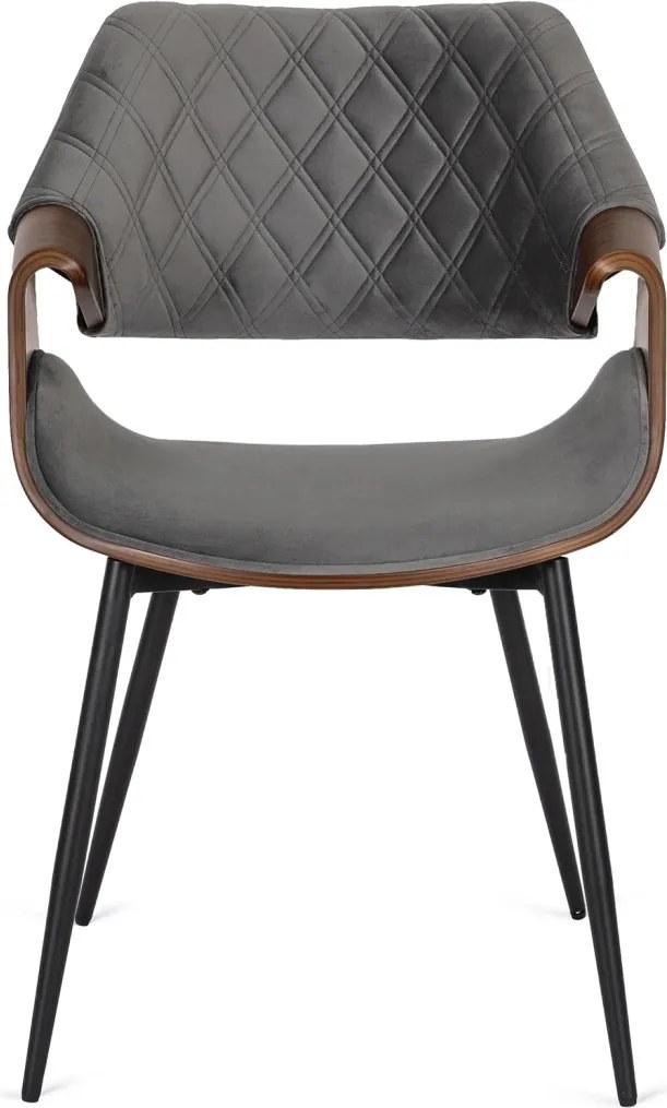 DAKOTA bársony szék szürke / dió színben