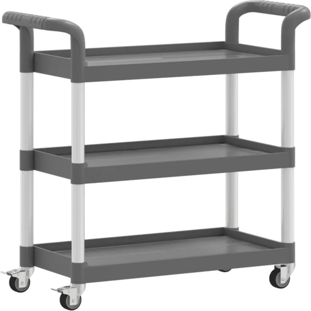 vidaXL 3 szintes szürke alumínium kocsi 77 x 34 x 72 cm