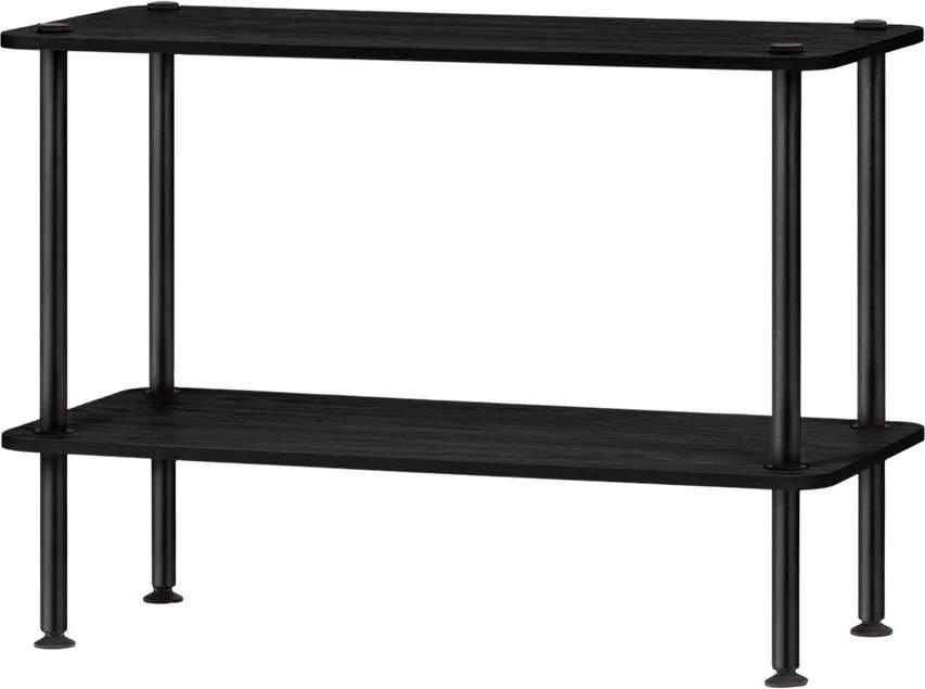 Fekete polcos állvány tölgyfa dekorral 80x54,5x35 cm Teidi – noo.ma