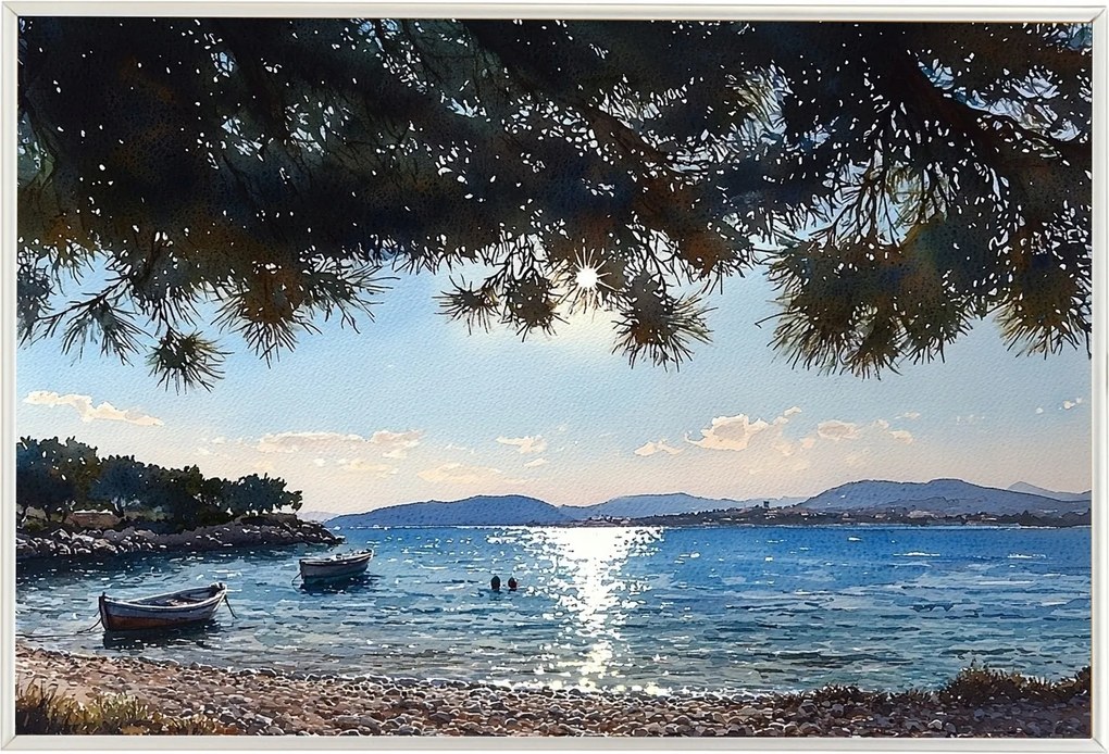 Poszter Keret Alumínium Tájkép Horvátország Ciovo Tengerpart Nap 60x40