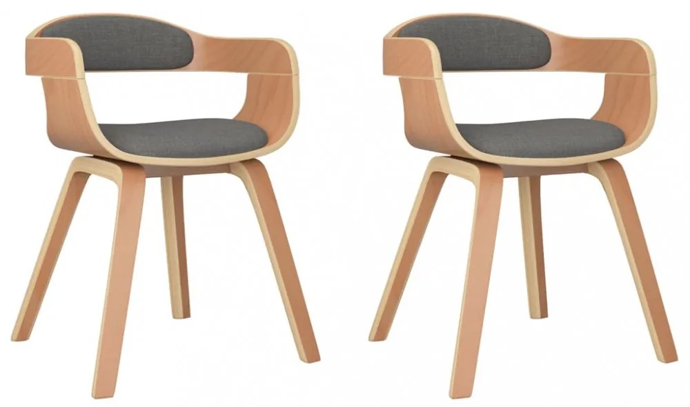 vidaXL 2 db világosszürke hajlított fa és szövet étkezőszék