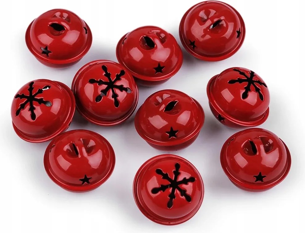 Csengettyű csengettyű fém karácsonyi piros 30mm 10 db