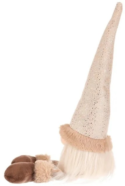 Karácsonyi dekoráció Lógó lábú manó, magasság 40cm, bézs/barna, 40 cm