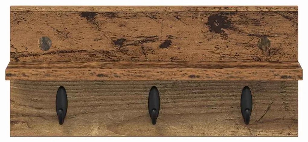 Fali Kabáthorog polcokkal Régi fa 40 x 10.5 x 18 cm Faanyag