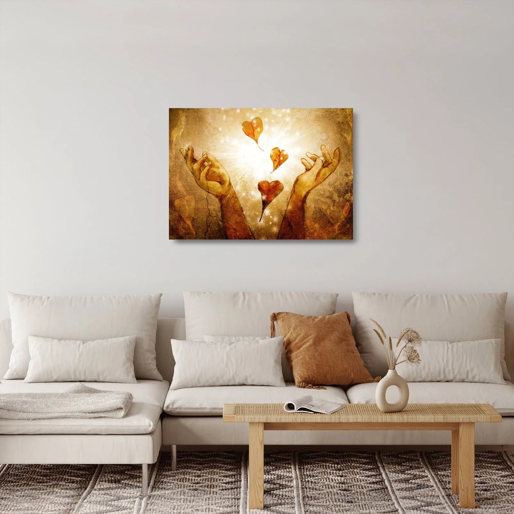 Kép - Szeretettel teli kezek festménye (üvegen) (70x50 cm)