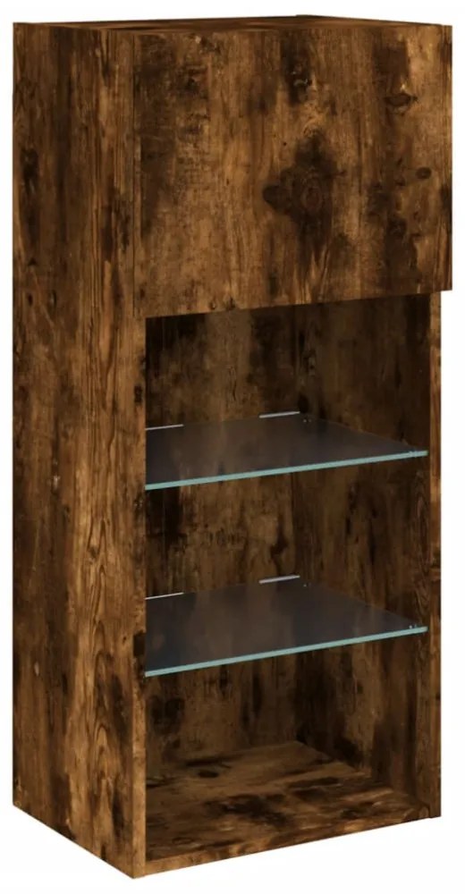 füstös tölgy színű TV-szekrény LED-világítással 40,5x30x90 cm