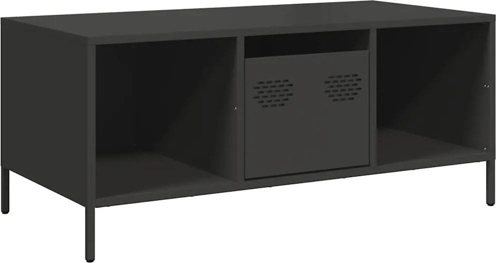 vidaXL fekete hidegen hengerelt acél dohányzóasztal 101,5x50x43,5 cm