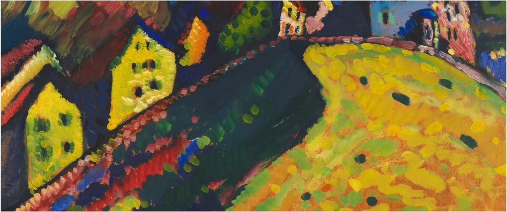 Kép - Vasily Kandinsky, Houses at Murnau, reprodukciók (120x50 cm)