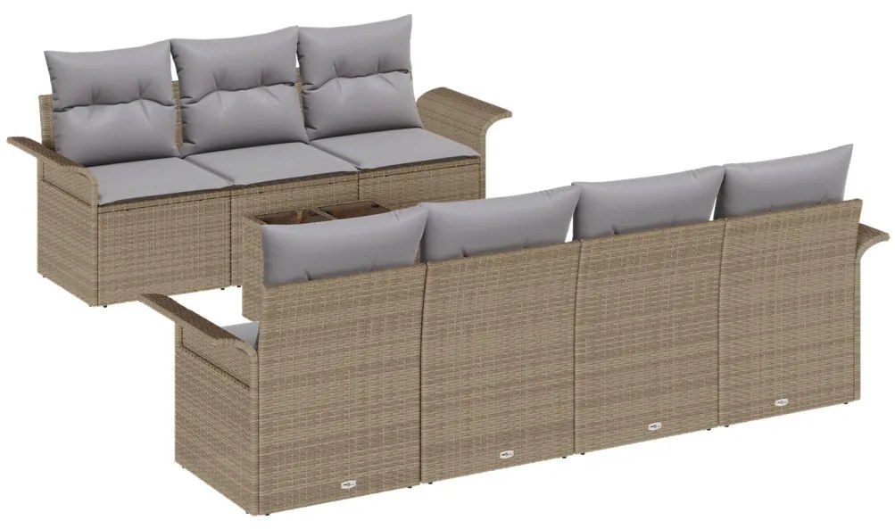 8 darabos kertbútorszett párnákkal Bézs Poli Rattan