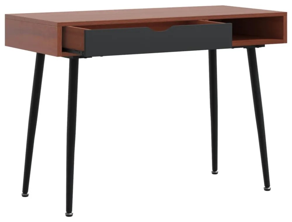barna szerelt fa számítógépasztal fiókkal 110 x 50 x 75 cm
