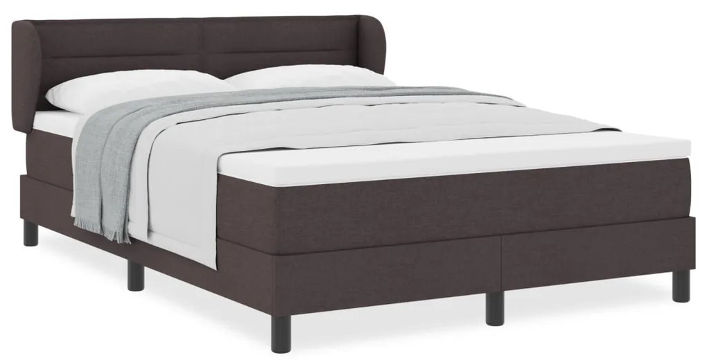 Boxspring ágy matraccal, sötétbarna, 140x190 cm, szövet