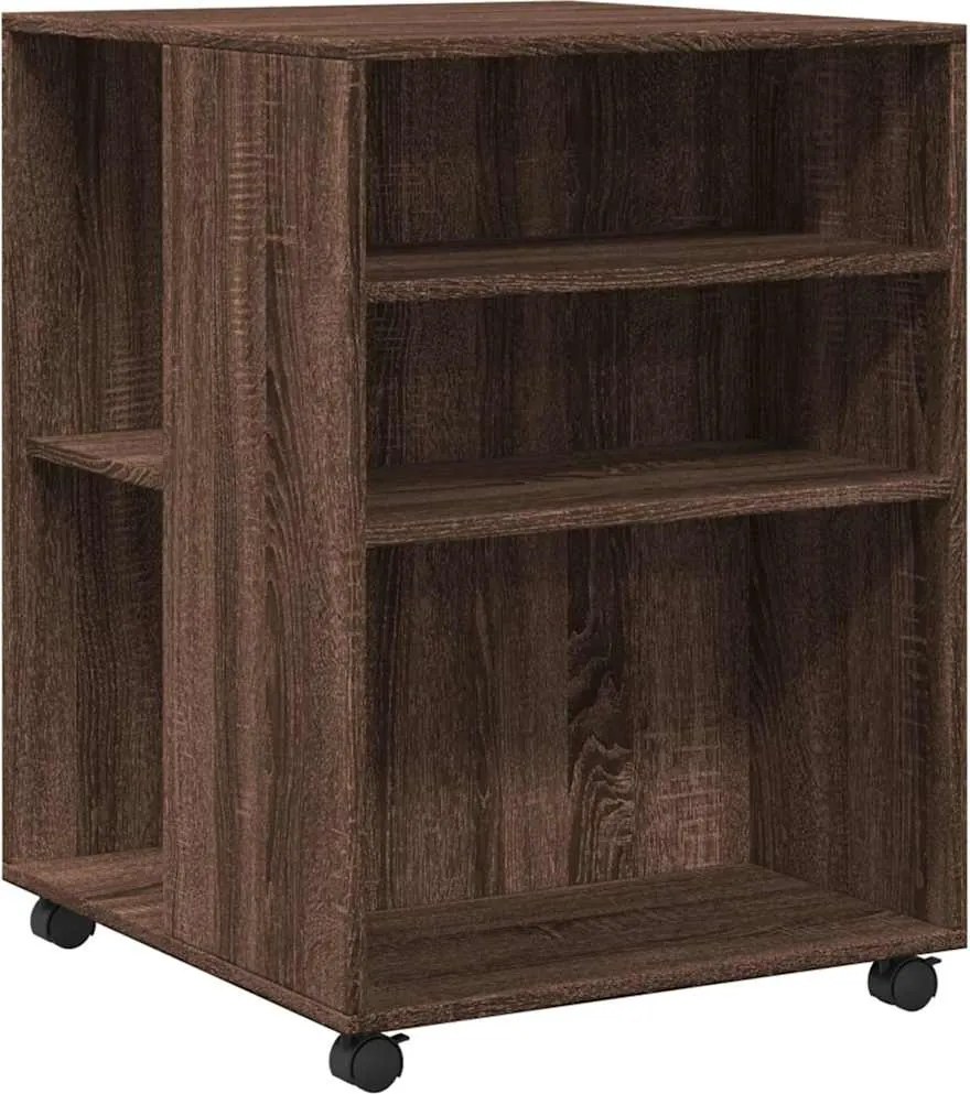 vidaXL barna tölgy színű szerelt fa kisasztal kerekekkel 5 60x78 cm