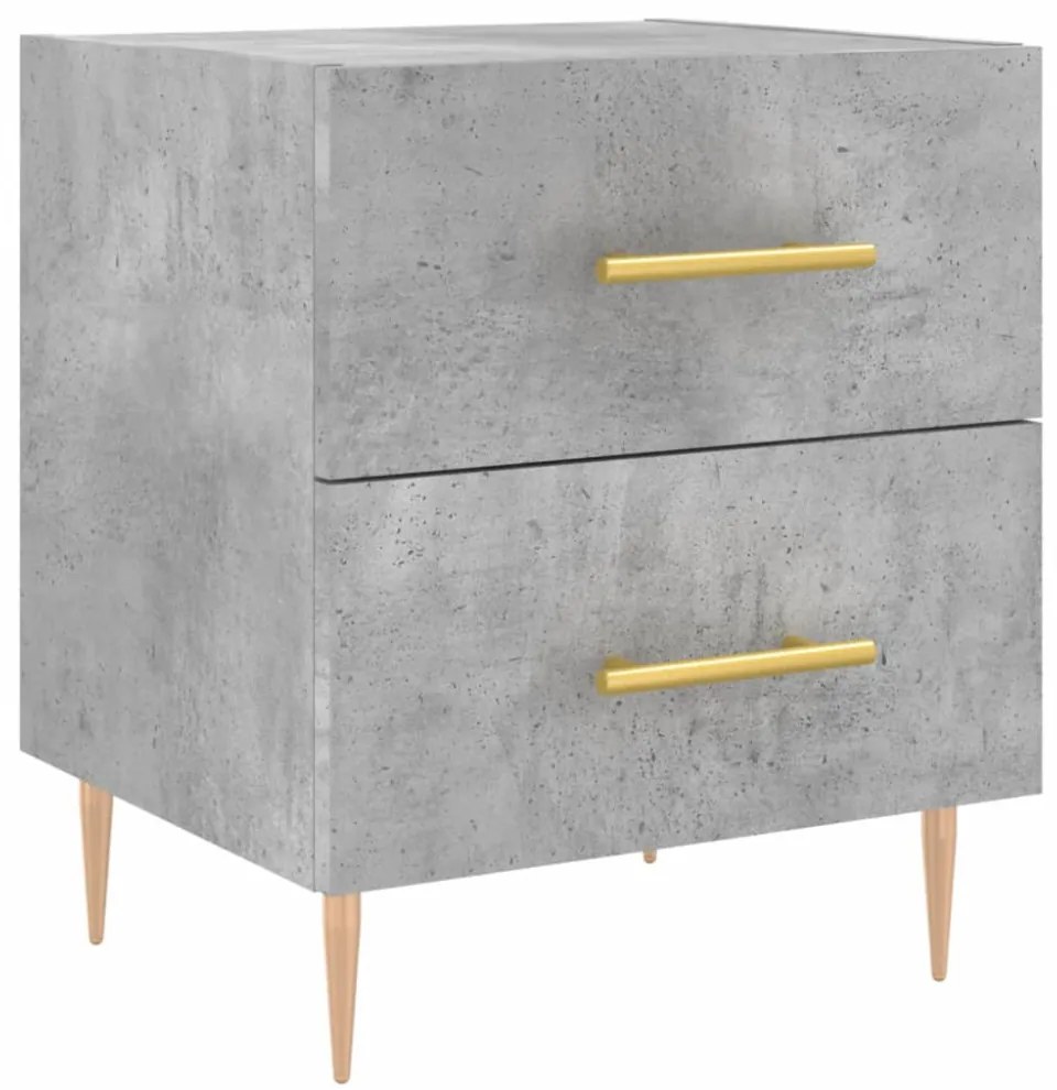 2 db betonszürke szerelt fa éjjeliszekrény 40 x 35 x 47,5 cm