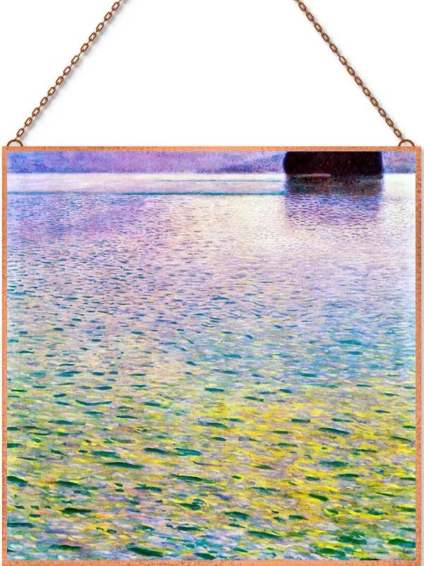 Gustav Klimt - Sziget az Attersee-n üvegkép, falikép