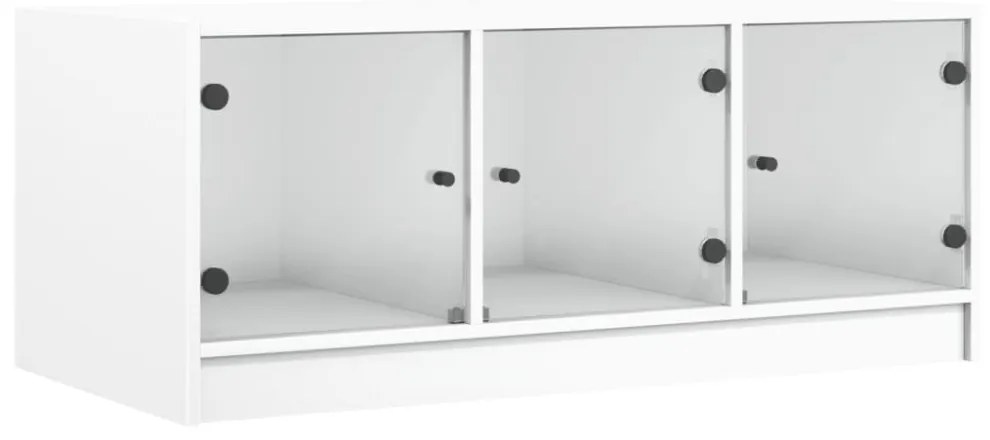 fehér dohányzóasztal üvegajtókkal 102 x 50 x 42 cm