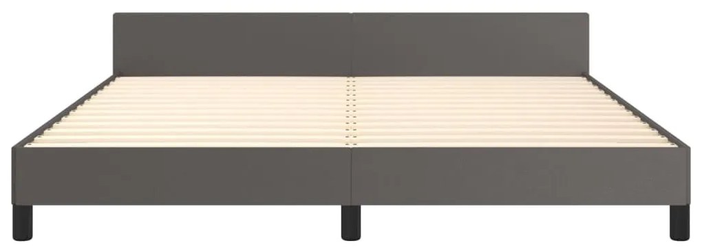 szürke műbőr ágykeret fejtámlával 160x200 cm