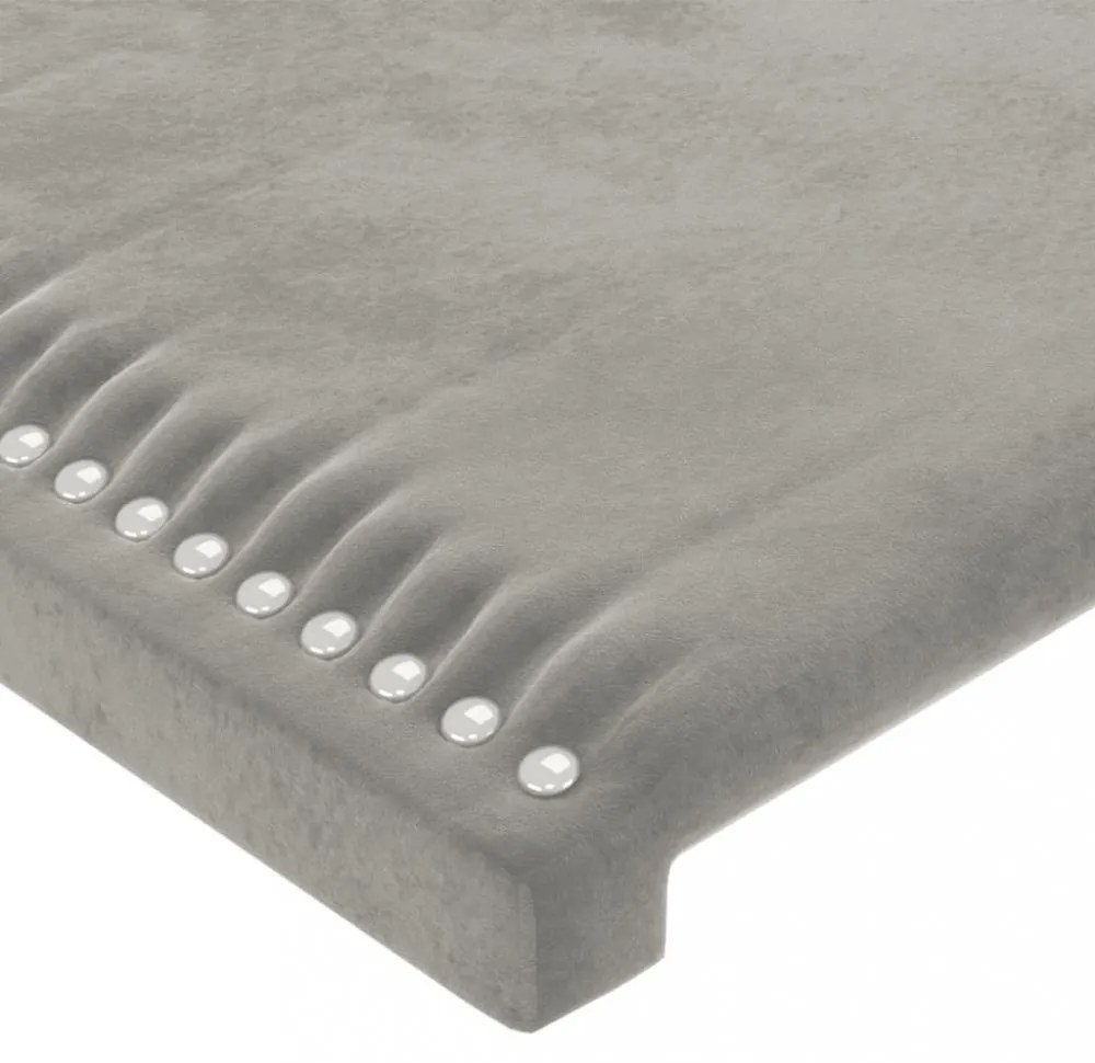 világosszürke bársony LED-es fejtámla 163 x 16 x 78/88 cm