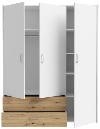 Gardróbszekrény URO 152x190 cm artisan tölgy/fehér