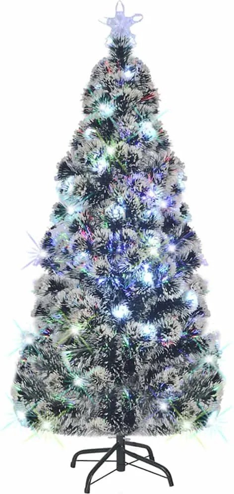 vidaXL száloptikás megvilágított karácsonyfa állvánnyal és LED-es 150 cm