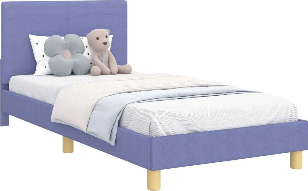 vidaXL Gyerekágy kerettel fejtámlával Farmerkék 90 x 190 cm szövet